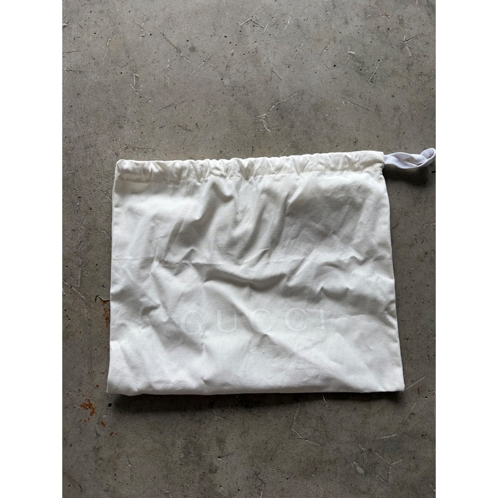 Gucci White Cotton Canvas Drawstring Dust Bag Logo 14x11.5 Storage Accessory